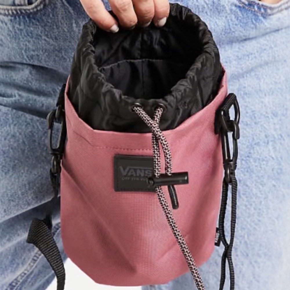 Vans Hydro Rose Pink Black Drawstring Bucket Crossbody Bag NWT